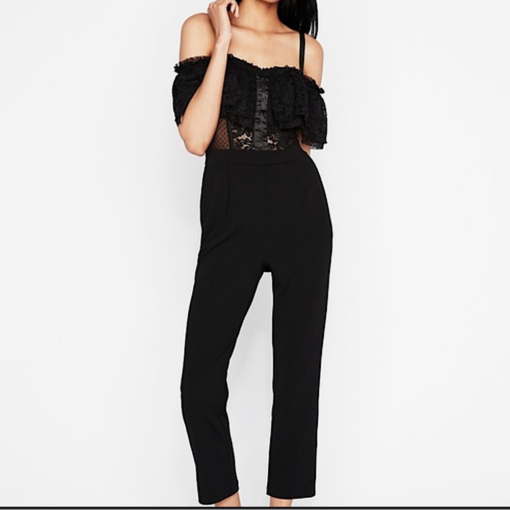 Express Black Off-Shoulder Jumpsuit